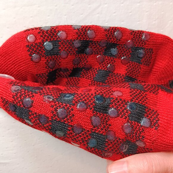 NWT Cooper Slipper Socks Knit Sherpa Lined Cozy Buffalo Plaid Women's Size 6-10 - Picture 6 of 9